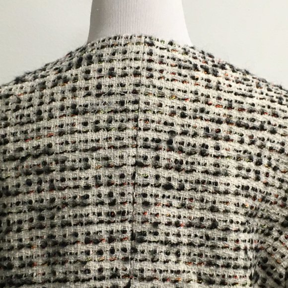 French Connection zip boucle blazer vintage black tweed wool blend classic 12 - Picture 6 of 7